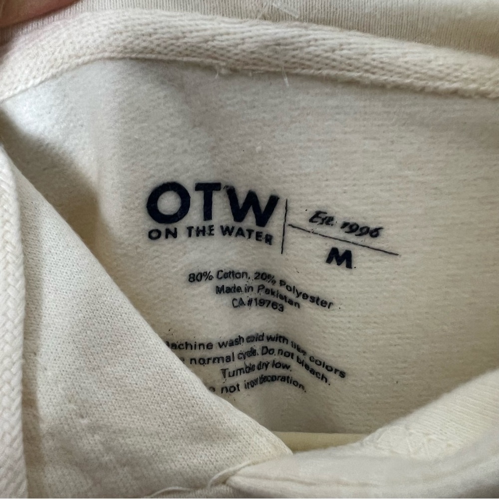 NEW OTW On the Water Fish Fisherman Cream Hoodie Sweatshirt Pullover *J - Picture 5 of 8